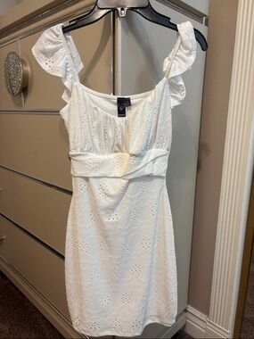 Windsor White Eyelet Ruffle Strap Mini Dress
